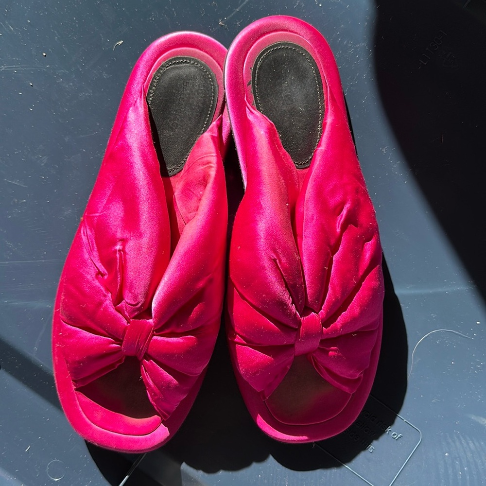 Balenciaga pink satin slippers